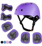 Kids Bike Helmet Set Skateboard Knee Pads, Helmet Pad Set Protective Gear Set Adjustable for Girl...