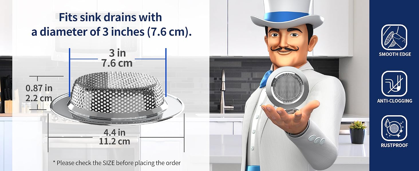 MR.SIGA Kitchen Sink Strainer, Stainless Steel Sink Drain Strainer