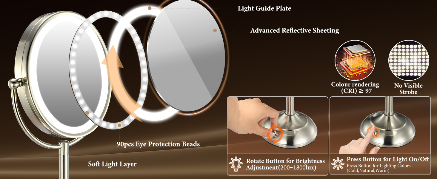 lighted makeup mirror