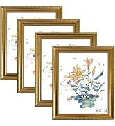 BESCRCL 8x10 Picture Frame Gold with Real Glass, Frames for Wall and Tabletop Display, Rustic Vin...