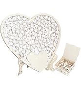 WADORN Wedding Guest Book Alternative, Unique Wooden Heart Alternative Guest Book with 110Pcs Nat...