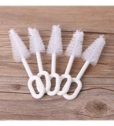 5 Pcs White Pacifier Cleaning Set,Nipple Cleaner Nipples Brush Cleaning Tools Professional Bristl...