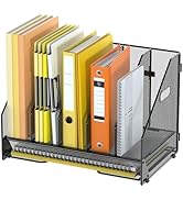 Docnest Desk File Holder Sorter, 5 Vertical Compartments Rack with Letter Tray, Mesh Magazine Fil...
