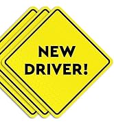 ASSURED SIGNS New Driver Car Magnet Sticker Signs - 3 Pack 6" by 6" - Essential Student Driver Ma...