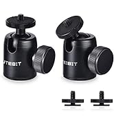 2 Pack Tripod Ball Head,UTEBIT 360° Rotatable Mini Ball Head with 1/4" Hotshoe Adapter for DSLR C...