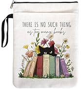 There is No Such Thing As Too Many Books Book Sleeve for Book Lovers Bookish, Black Cat Book Cove...