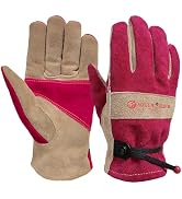 AOUCHI Leather Gardening Gloves for Women - Working Gloves for TIG/MIG Welding, Construction, Far...