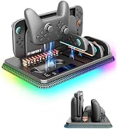 Switch 2 Charging Station with Game Card Holder & RGB Lights - All-in-One Organizer for 4 JoyCons...
