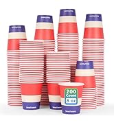 Sowinvent 8 oz 200 Count Paper Coffee Cups, Orange Disposable Drinking Cups for Hot or Cold Bever...