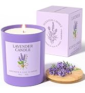 NORVENCE Lavender Candle, Lavender Scented Candles for Women, 10oz Soy Candles with Bamboo Lid fo...