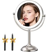 Auxmir 9" 5000mAh Magnifying Mirror with Lights, Rechargeable Double-Sided 1X/30X Makeup Mirror w...