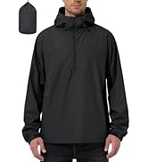 UIQUR Men's Pullover Rain Jacket Waterproof Windbreaker Lightweight Packable Raincoat for Cycling...