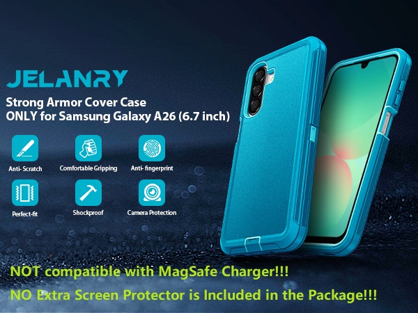 Samsung Galaxy A26 5G Phone Case, Heavy Duty Rugged & Dual-Layer Shockproof Dropproof Protection