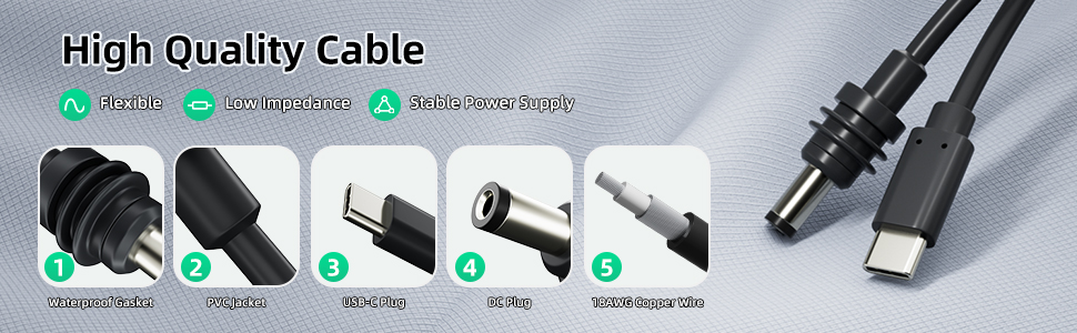 High Quality Cable of DC to USB-C