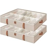 StorageWorks Under Bed Shoe Storage Organizer, Underbed Shoes Container with Adjustable Dividers,...