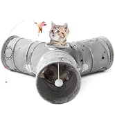 Tempcore Pet Cat Tunnel Tube Cat Toys 3 Way Collapsible, Cat Tunnels for Indoor Cats Fleece-Lined...