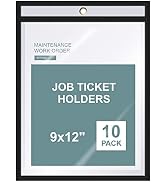 10 Pack Job Ticket Holders 9x12 inch - Black Shop Ticket Holders - Heavy Duty Work Order Plastic ...