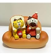 Eysinyge Cat Figurine Set, Resin Bread Sofa with Tiger and Kitty Statues, Desk Decor, 3 Pieces Fu...