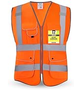 HPHST Multi-Pocket Reflective Safety Vest for Women and Men High Visibility Construction Worker Vest