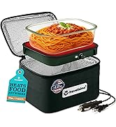 TRAVELISIMO Portable Oven, Electric Lunch Box - 12V/24V/110V Food Warmer Lunch Box 3-in-1 Portabl...