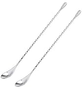 DIFENLUN 12 Inches Mixing Spoon Stainless Steel, 2 Pack Spiral Pattern Bar Spoon for Cocktail Sha...