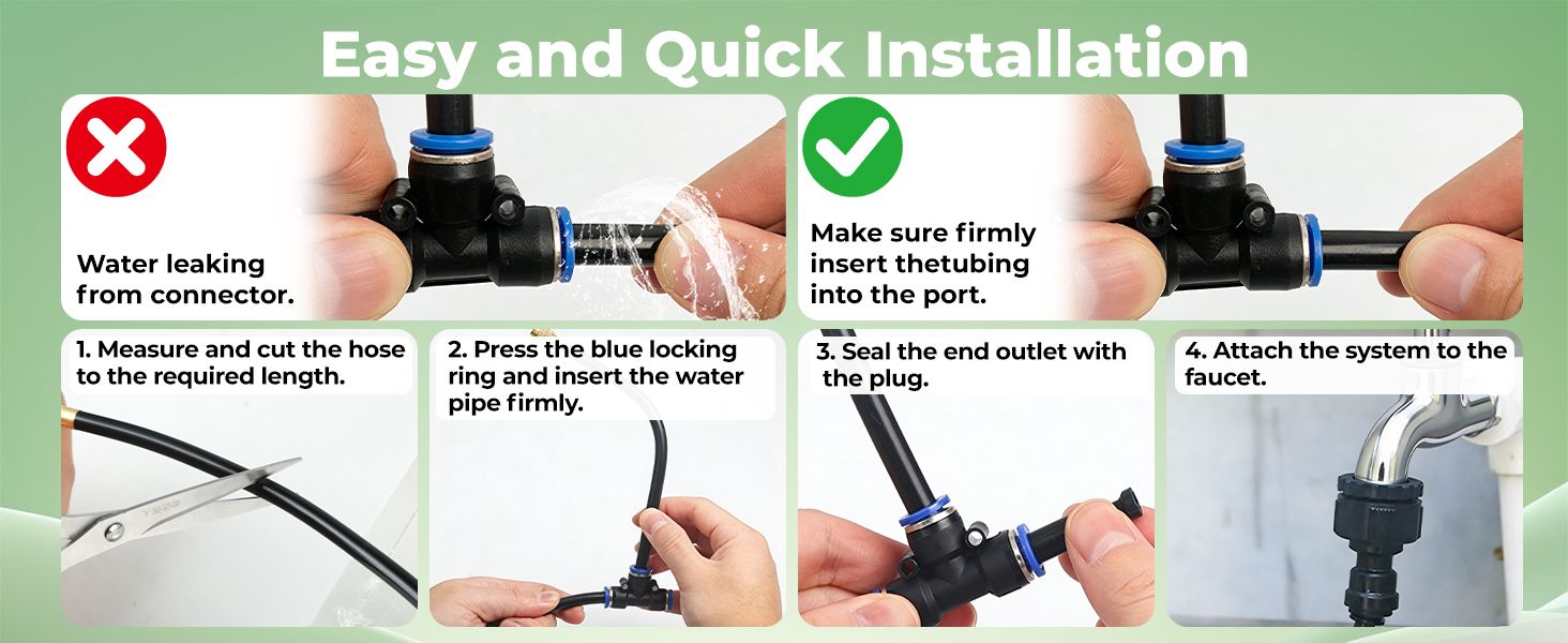 drip irrigation system push to connect garden watering system kit
