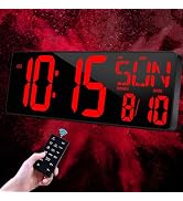 KMMKGG 17.2 Digital Wall Clock Large Display, LED Wall Clock with Date and Temperature,Count Up/D...