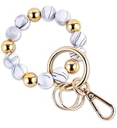 Junyuerly Wristlet Keychain Silicone Beaded Key Ring Bracelet for Women Elastic Bangle Key Chain ...
