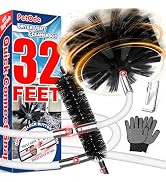 PetOde 32 Feet Dryer Vent Cleaner Kit, Enhanced Flexible Quick Snap Brush with Drill Attachment f...