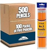 Trail maker Wood Cased #2 HB Pencils - 500 Unsharpened Yellow Pencils in Bulk for School, Office ...