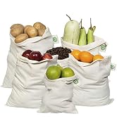 Reusable Produce Bags Cotton Washable - Organic Cotton Vegetable Bags - Cloth Bag with Drawstring...