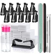 FANDAME Gel Nail Polish Remover Tools Kit, 10 PCS Nail Polish Remover Clips Black, 100ml Nail Pol...