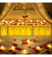 Velsyn I Love You Light Up Letters - Luminary Paper Bags to be Used as Anniversary Decorations an...
