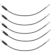 ELNONE 5PCS 0.25M/0.8FT 2.5mm Male Plug to Bare Wire Open End TS 2 Pole Mono Cable, DIY Speaker Wire