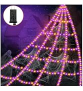 Spider Webs Halloween Decorations Lights - 550 LEDs Outdoor Giant Halloween Decor Lights with16.4...
