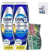 Dawn EZ Squeeze Platinum Liquid Dish Soap 2pk Refreshing Rain Scent 24.3 Fl Oz bundled with Heavy...