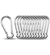 Small Carabiner Clip Hooks, 10pcs 1.57 inch Carabiners Heavy Duty, 304 Stainless Steel Spring Sna...
