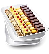 Large Serving Platter Set - Delling 16 inch Widened Large Serving Tray, White Rectangular Serving...