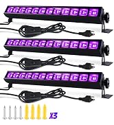 NEWREACH 40 LED Black Light 3 Pack, Upgraded 36W LED Black Light Bar for Glow Party, Blacklights ...
