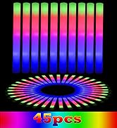 EXCECAR 42PCS Foam Glow Sticks, LED Light Up Foam Sticks with 3 Modes Flashing Changing, Glowing ...