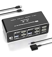 KVM Switch 2 Monitors 2 Computers DisplayPort 8K @60Hz- USB 3.0 Hub for 4 Devices - KVM Switches ...