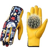 Bamllum Leather Gardening Gloves for Women - Working Gloves for Weeding, Digging, Planting, Rakin...