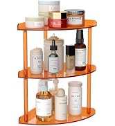 Sezanrpt 3 Tier Acrylic Corner Shelf Organizer Storage 9.5x9.5x15.7 Inch, Orange Countertop Corne...