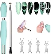 Plman 3 in 1 Heart Magnet for Cat Eye Gel Polish, Double-Head Flower Design Nail Magnetic Pen, Mu...