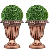 Giantex 18" Tall Vintage Planters Set of 2, Urn Plastic Flower Pots with/Pedestal Base & Pre-Mark...