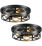VONLUCE Flush Mount Ceiling Lights, 3-Light Hallway Ceiling Lighting Fixtures, 13 inch Farmhouse ...