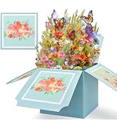 Hierein Pop Up Birthday Cards for Women, Wildflowers & Butterflies Birthday Card Gifts for Her, 3...