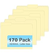 Manila Folders, HERKKA 170 Pack 1/3 Cut Tab File Folders, Manila Folders 8.5 x 11 Designed for Of...