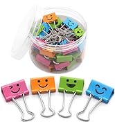 Coideal Smiling Binder Paper Clips - 40 Pcs 19mm Mini Colored Metal Fun Clip Clamps with Cute Smi...