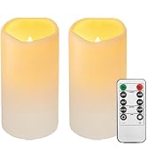 2PACK Outdoor Waterproof plastic flameless Candles with Remote Control and Timer, LED Flickering ...